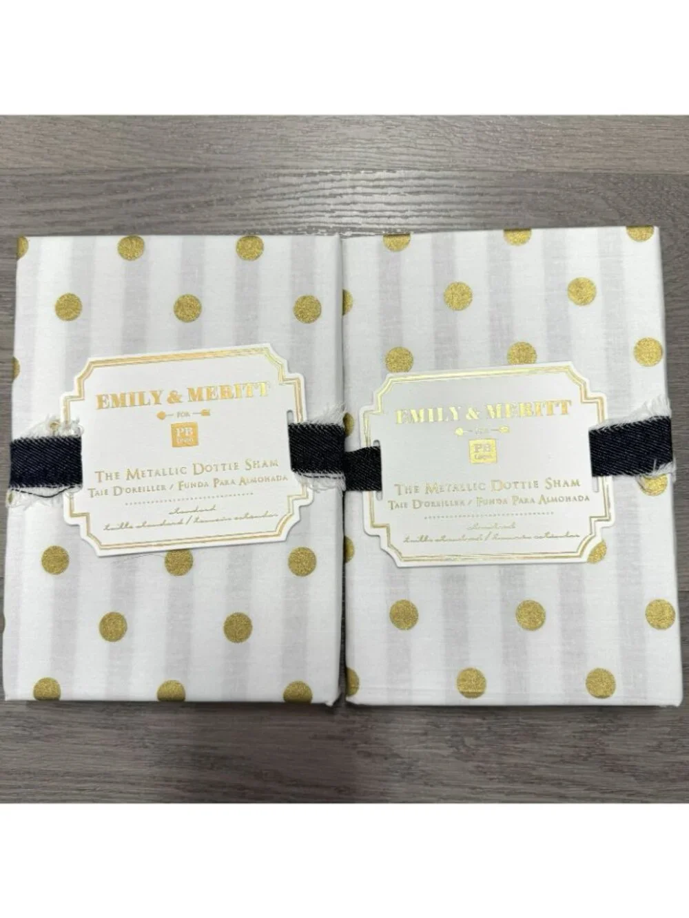 Pottery Barn Emily & Meritt Metallic Dottie Duvet Cover & Shams Full/Queen NWT